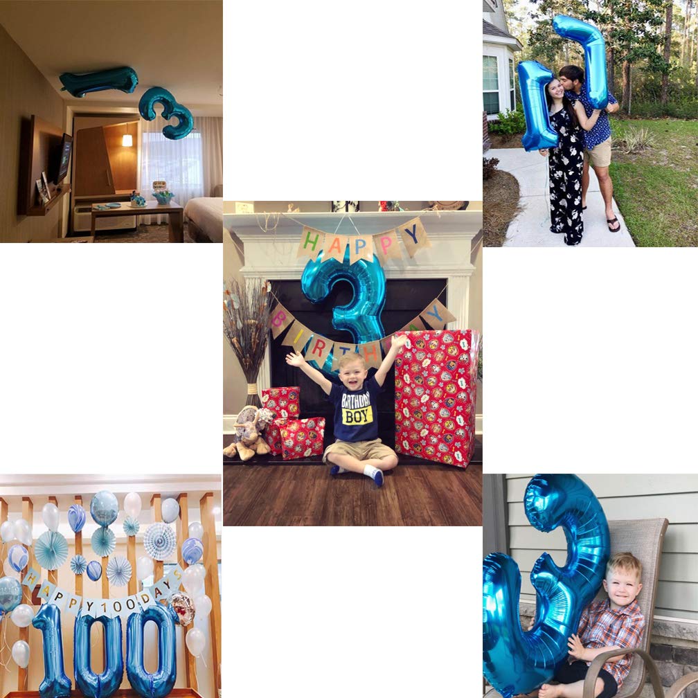 40 Inch Jumbo Blue Number 5 Balloon Giant Balloons Prom Balloons Helium Foil Mylar Huge Number Balloons for Birthday Party Decorations/Wedding/Anniversary