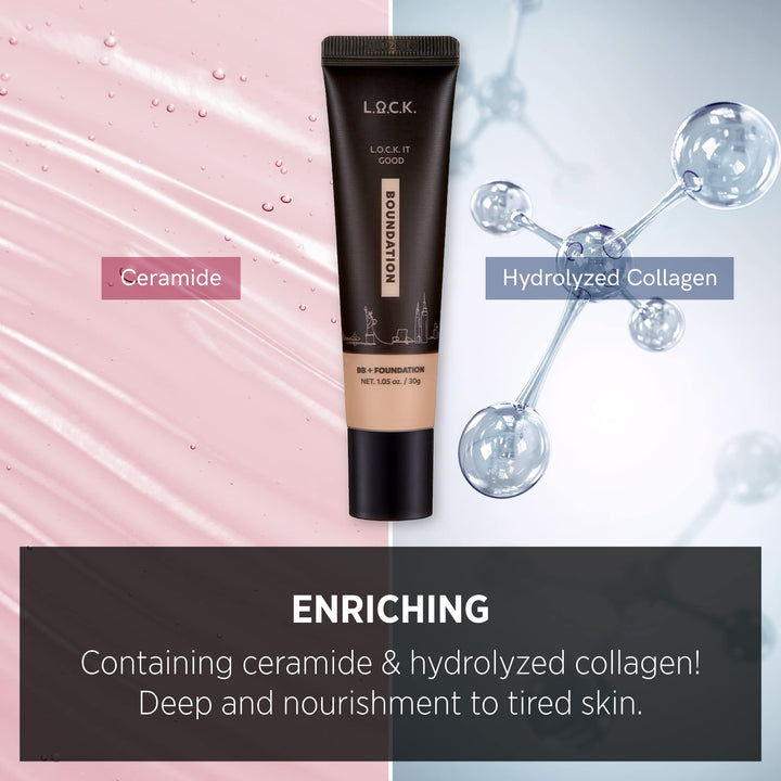 Color L.o.c.k. it Good Boundation 01 Fair Beige, B.B Cream + Foundation, Medium Coverage, Net. 1.05 fl.oz. / 30g,