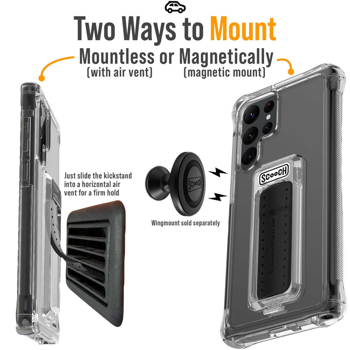 Scooch Wingman Case with Pop Out Car Mount, Grip, and K