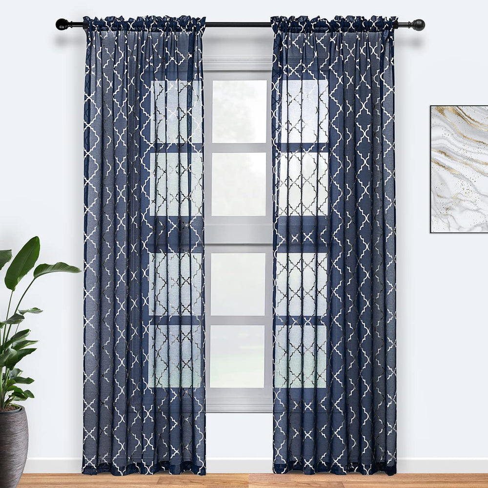 Kotile Black and Silver Curtains 84 Inch Length - Metal