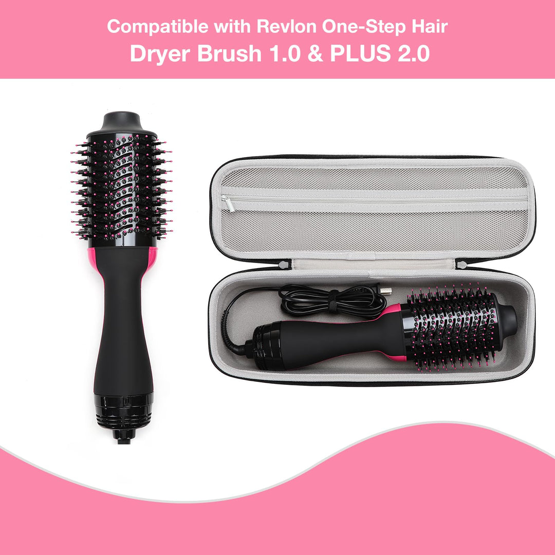 Hard Travel Case Storage Bag Compatible with Revlon One-Step Hair Dryer Brush 1.0 &amp; PLUS 2.0, EVA Carrying Case Cover Protective Hard Shell Sleeve with Hot Air Brush Pouch, Black