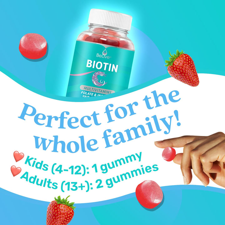 BeLive Biotin Gummies with MultiVitamins, Folate, Inosi