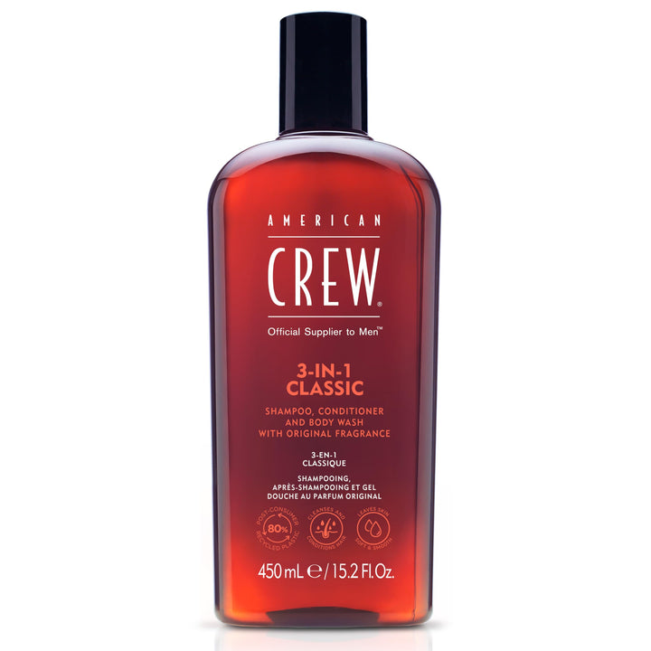 American Crew Classic Men&#39;s 3 in 1 Shampoo, Conditioner &amp; Body Wash - 450ml/15.2oz
