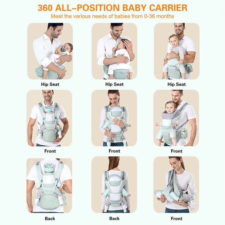 YSSKTC Baby Carrier Ergonomic Infant Carrier with Hip Seat Kangaroo Bag Soft Baby Carrier Newborn to Toddler 7-45lbs Front and Back Baby Holder Carrier for Men/Women Dad Mom