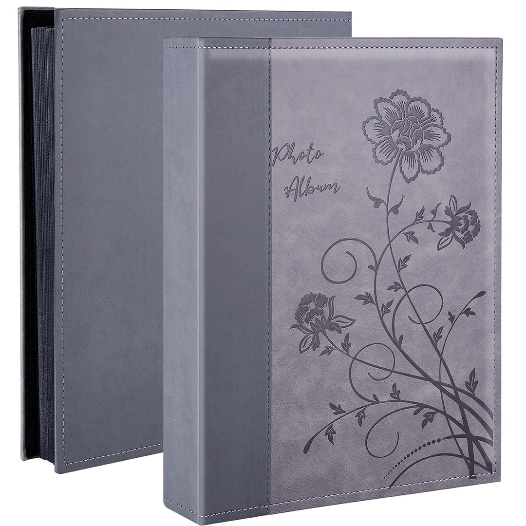 Photo Album 4x6 300 Photos, Extra Large Capacity Leather Cover Wedding Family Photo Albums Holds 300 Horizontal 4x6 Photos(Grey)