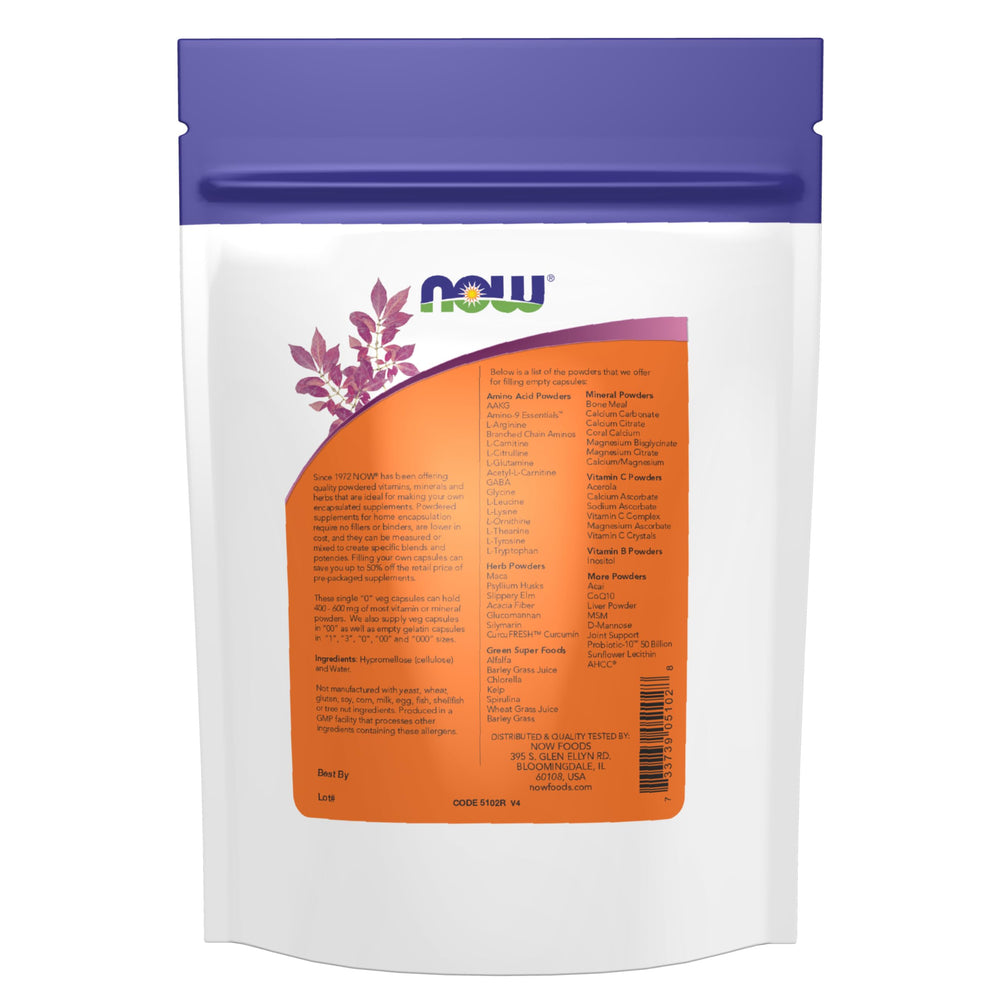 NOW Foods Supplements, Empty Vegetarian Capsules, Singl