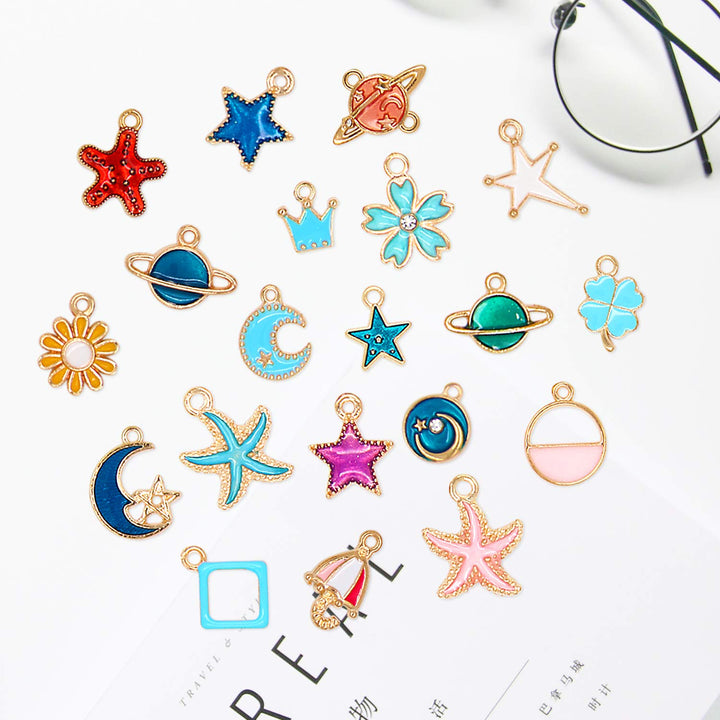 220Pcs Bracelet Charms Assorted Gold Plated Enamel Charms Necklace Bracelet Earrings Charm for DIY Jewelry Making Crafts