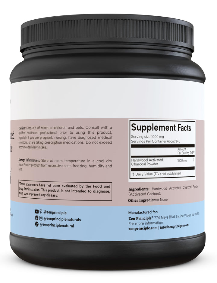 Activated Charcoal Powder only from USA Hardwood Trees. All Natural. Whitens Teeth, Rejuvenates Skin and Hair, Supports Better Digestion. Free Scoop Included. 12 oz.