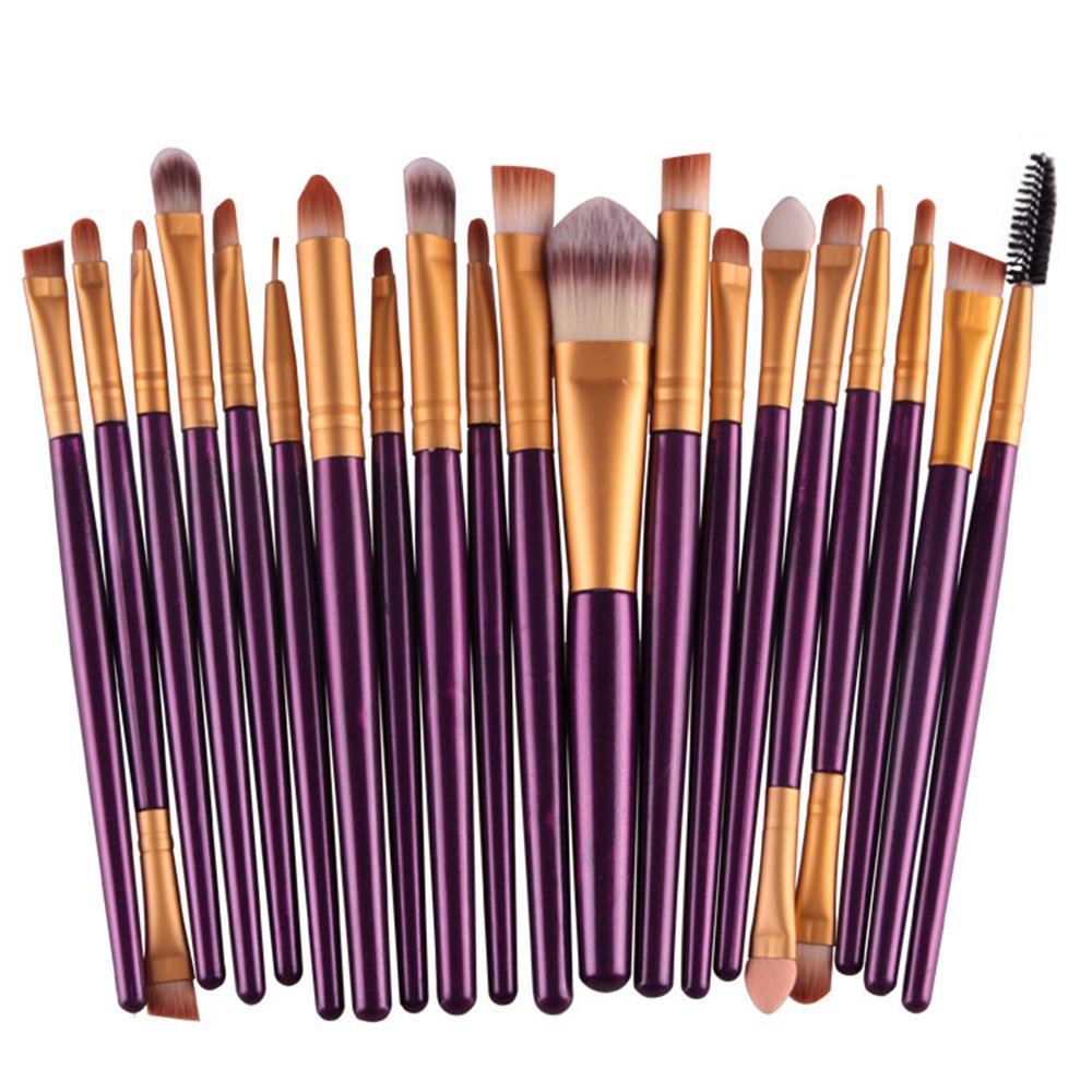 20pcs Makeup BRUSHES Kit Set Powder Foundation Eyeshadow Eyeliner Lip Brush NEW (PURPLE + GOLD)