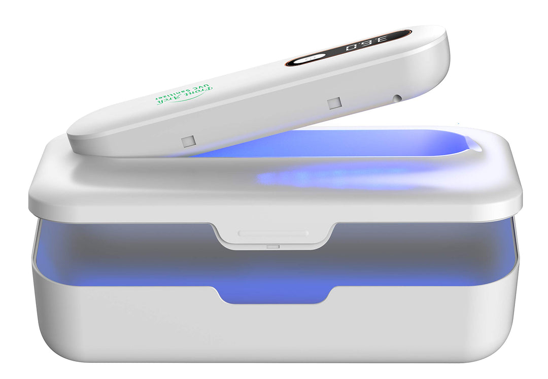 Plastic Box with UV Light - Portable, Rechargeable, White