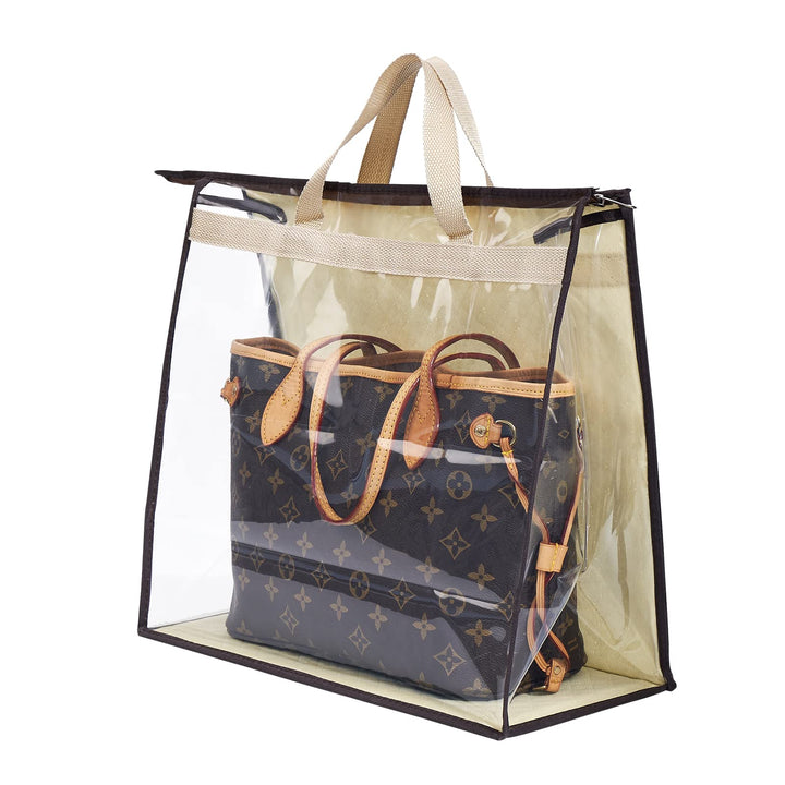 Premium Transparent Dust-Free Moistureproof Cover Purse Handbag Storage Organizer Hanging Bag with Handle Zipper Space-Saving Holder Grey XXL