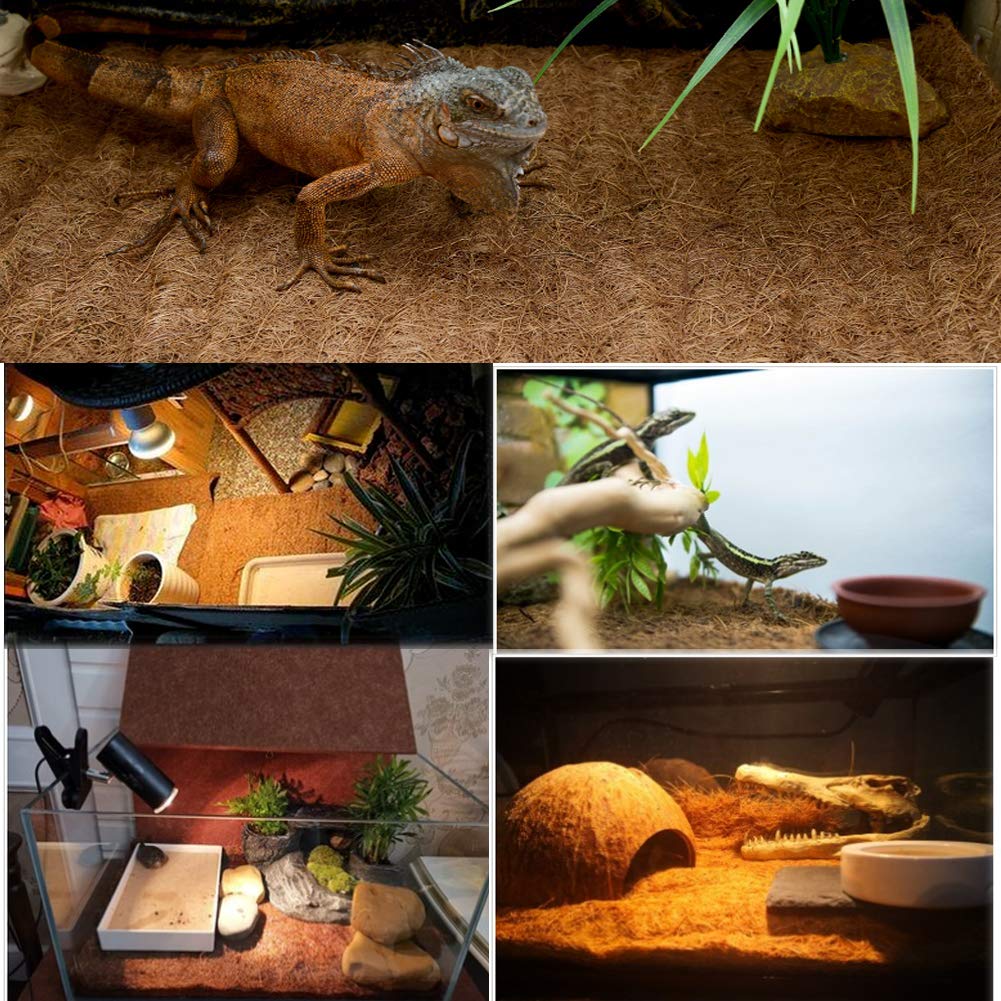 Hamiledyi Reptile Carpet Natural Coconut Fiber Tortoise Carpet Mat for Pet Terrarium Liner Reptile Supplies for Lizard Snake Chamelon Turtle Bedding Bunny Rabbit Mat (4 pcs)