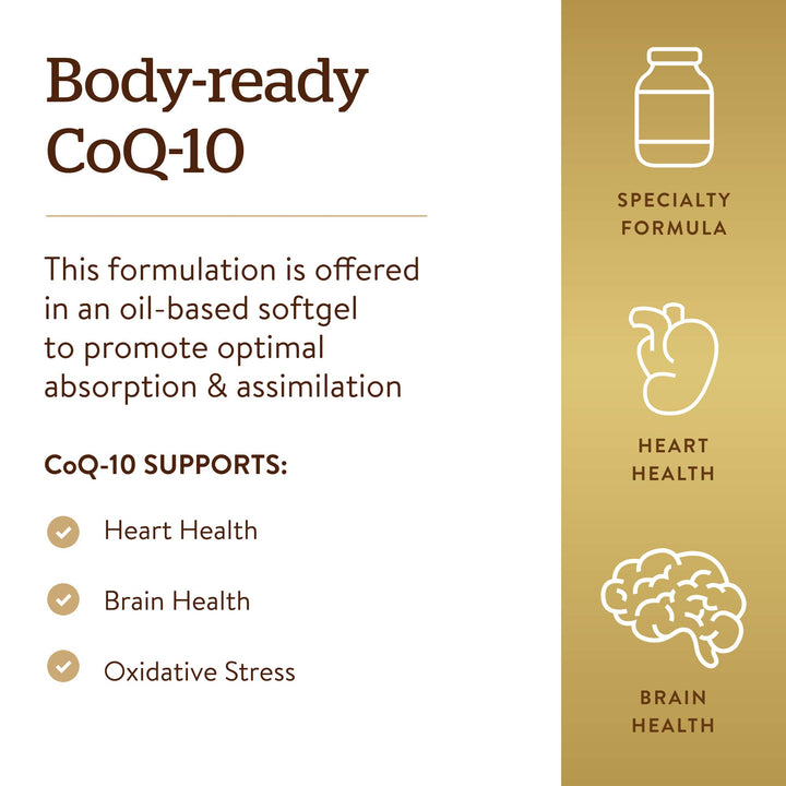 Solgar Megasorb CoQ-10 400 mg, 60 Softgels - Supports Heart &amp; Brain Function - Coenzyme Q10 Supplement - Enhanced Absorption - Gluten Free, Dairy Free - 60 Servings