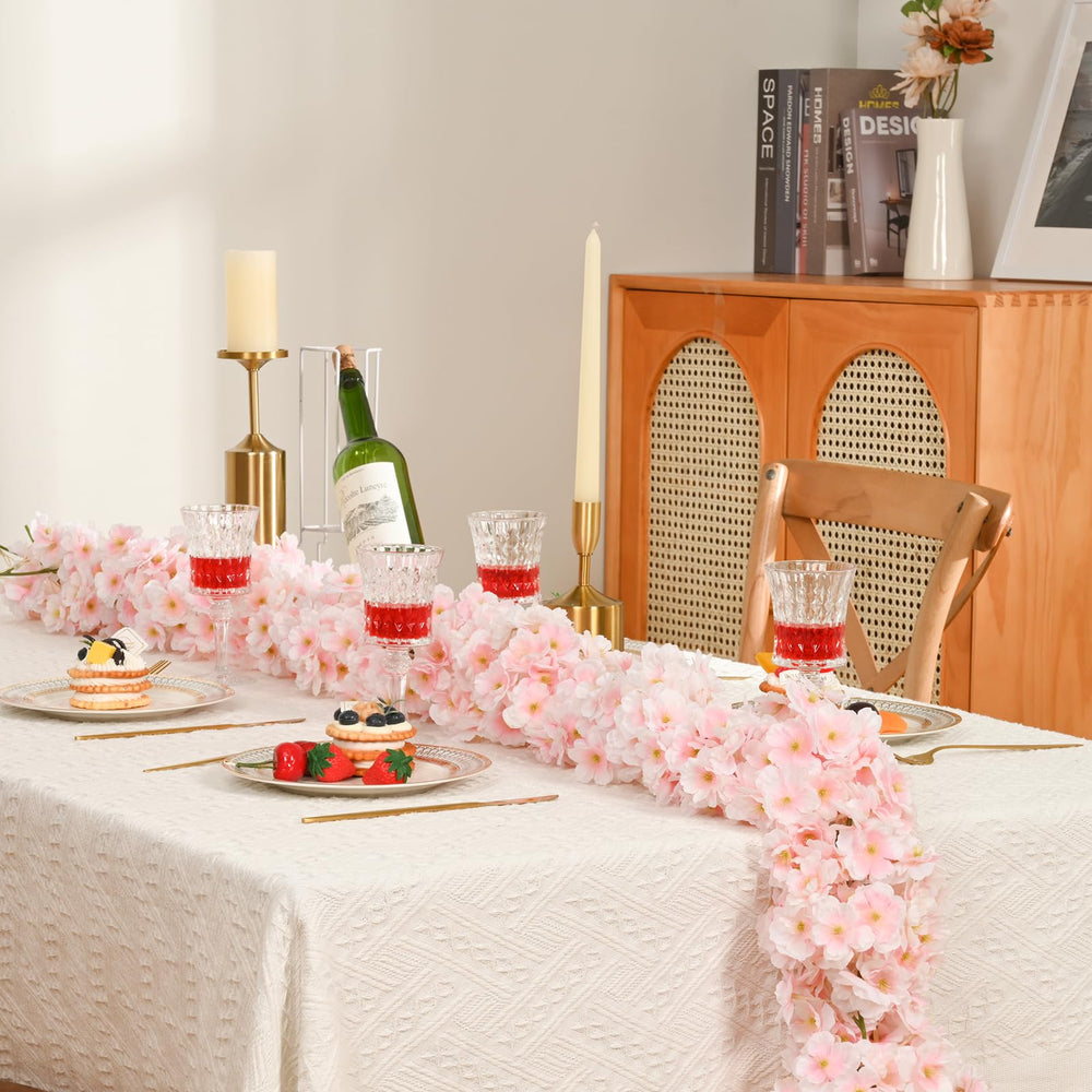 4-Pack 23.6 Ft Cherry Blossom Garland Cherry Blossom Hanging Vine Silk Sakura Vines Garland for Wedding Party Decor, Pink