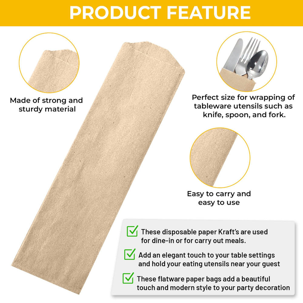Kraft Disposable Silverware Flatware Paper 10 x 2-3/4 i