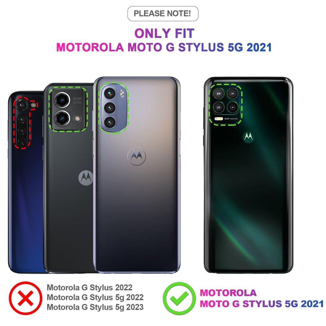 for Military-Grade Moto G Stylus 5G Phone Case 2021 with Magnetic Ring Kickstand &amp; 2 Tempered Glass Screen Protectors - Black