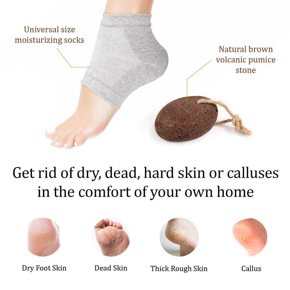 Pumice Stone for Feet - Natural Lava Foot Stone with New Eco-Friendly Holder - Callus Warts Corn Removal - Pedicure Exfoliator for Dry Dead Skin | Heels | Elbows | Hands - Healthy Foot Care Scrubber
