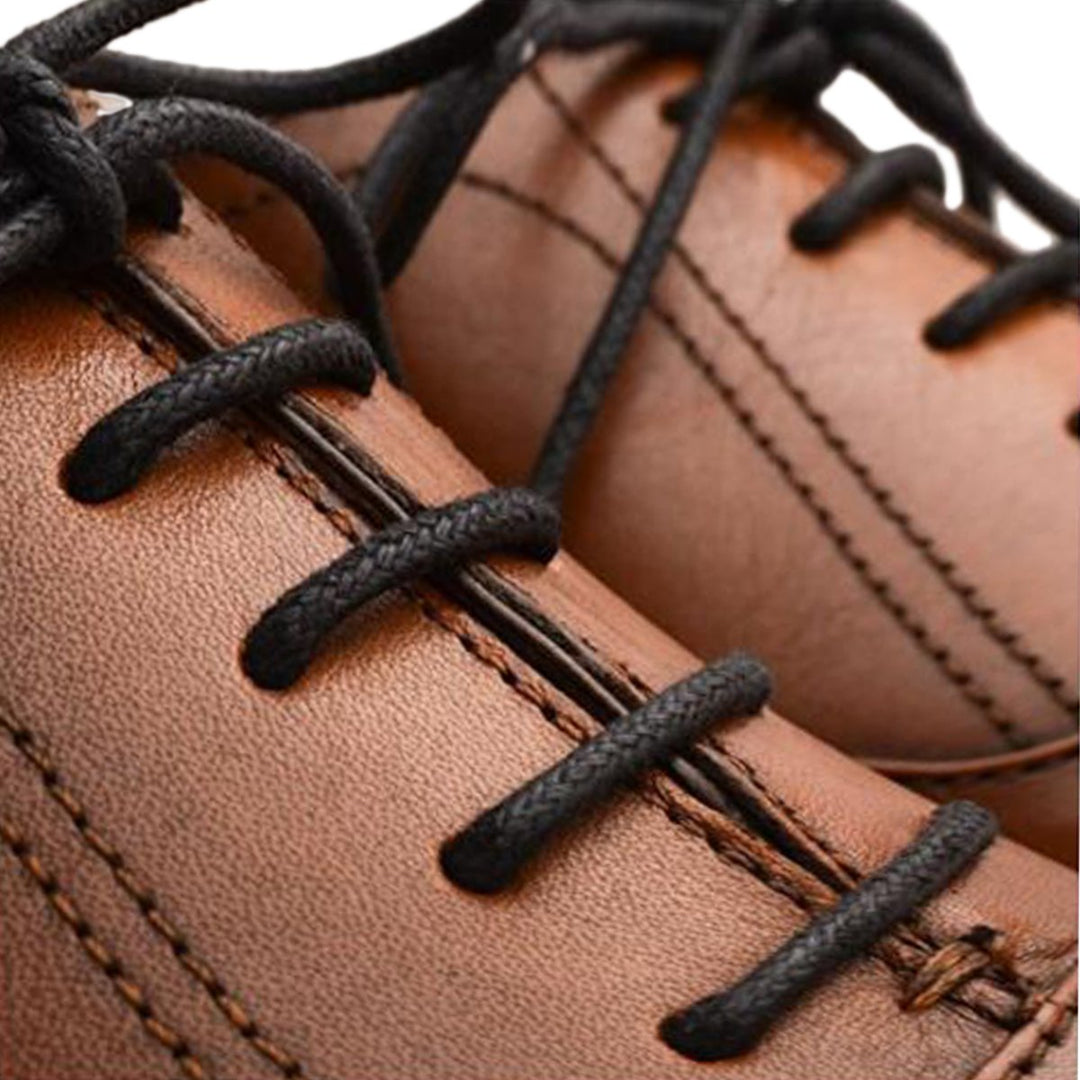 Waxed Round Oxford Shoe Laces for Dress Shoes Chukka Boots 3 Pairs (36 inches (91 cm), Black)