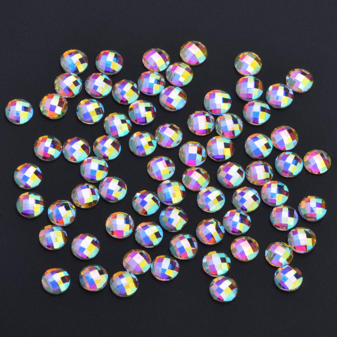 3D Crystals AB Nail Art Flat Back Rhinestones Gems Mixed Nail Diamond Stone for Nail Art Clothes Shoes Bags Crafts (100Pcs Round Coin Crytals AB)