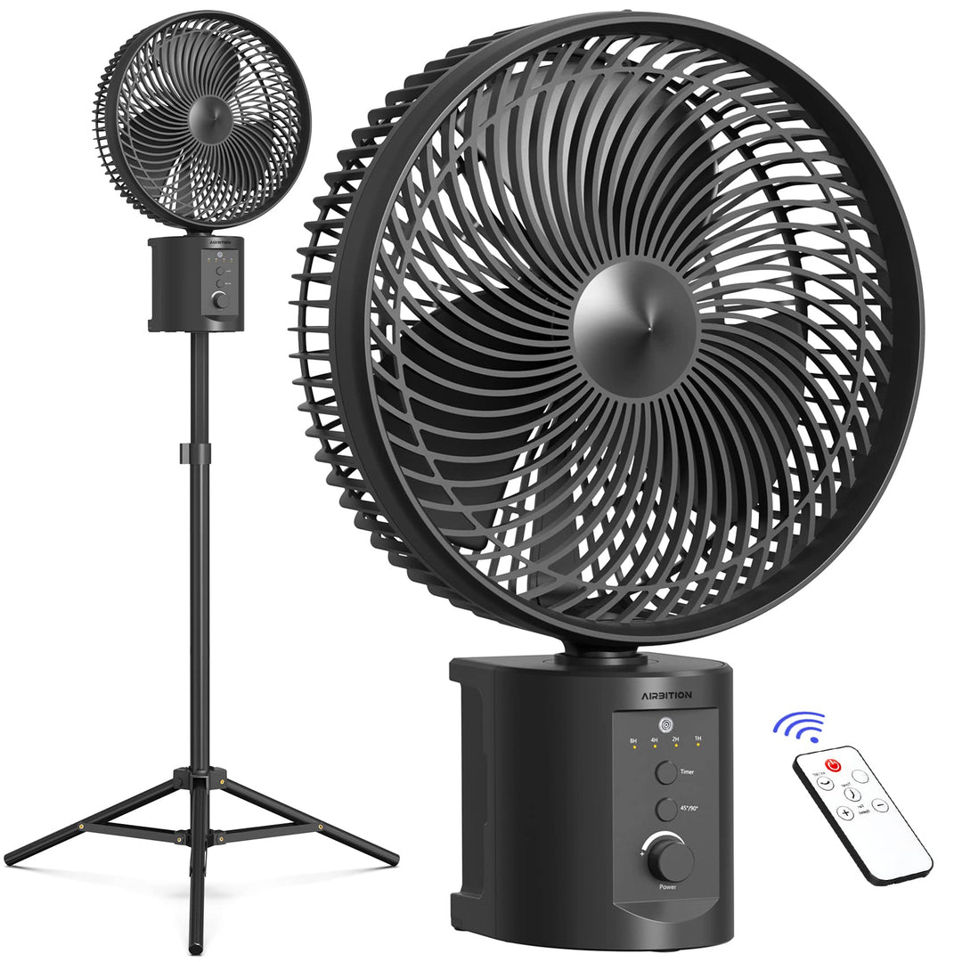 10 Portable Pedestal Fan, 10000mAh Rechargeable Table Fan with 7 Speeds, Oscillating Standing Fan with Timer for Bedroom, Office, Camping
