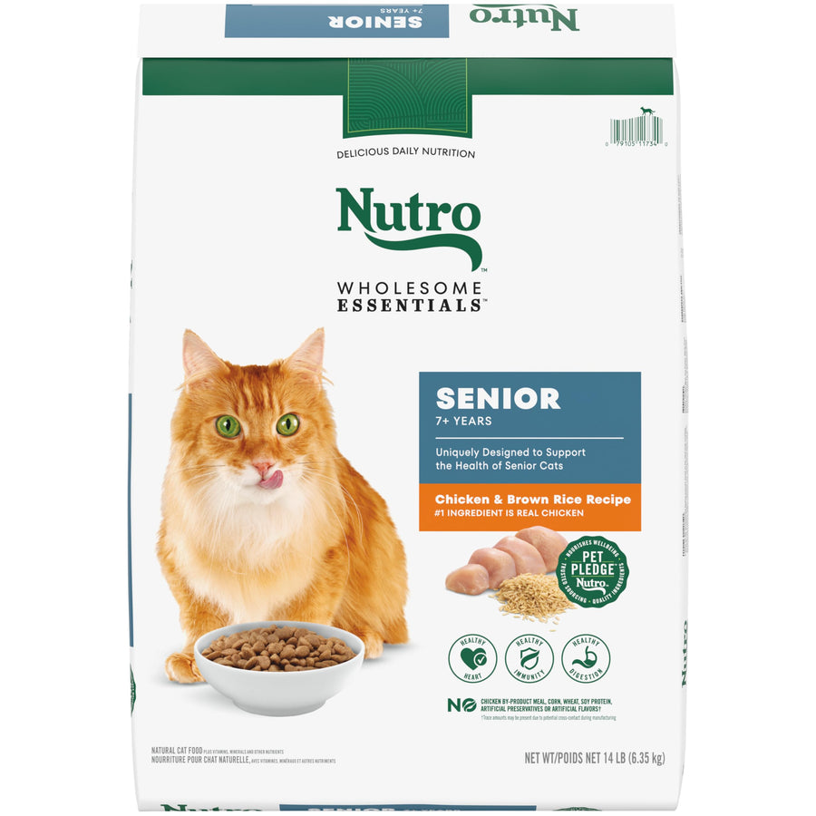 Wholesome Essentials Senior Dry Cat Food, Chicken & Brown Rice Recipe, 14 lbs.