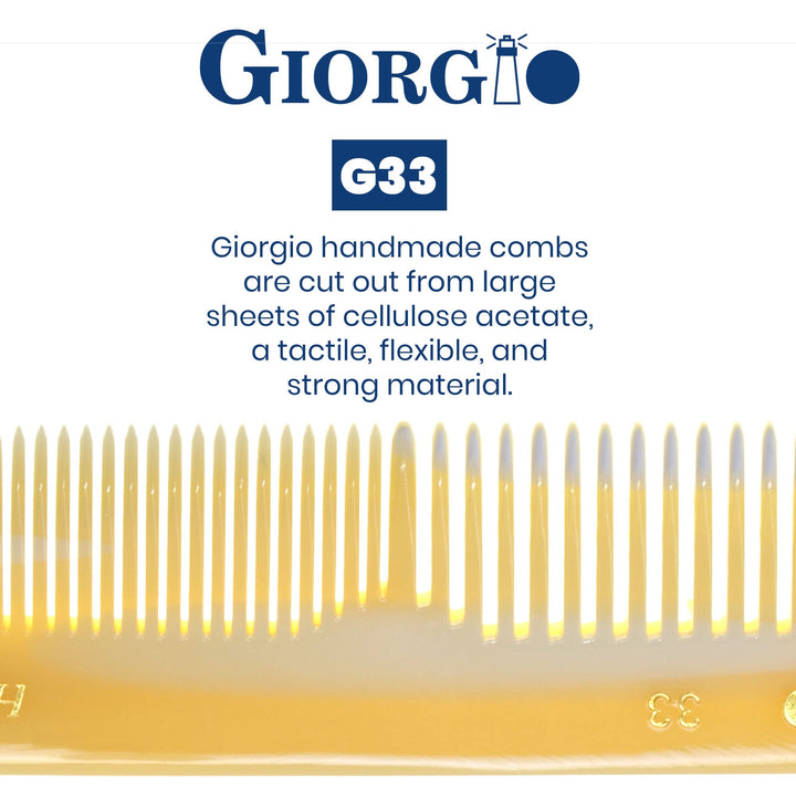 Giorgio G33 4.45 113mm Coarse/Fine Toothed, Flexible men&#39;s Hair, Beard &amp; Mustache Pocket Comb.