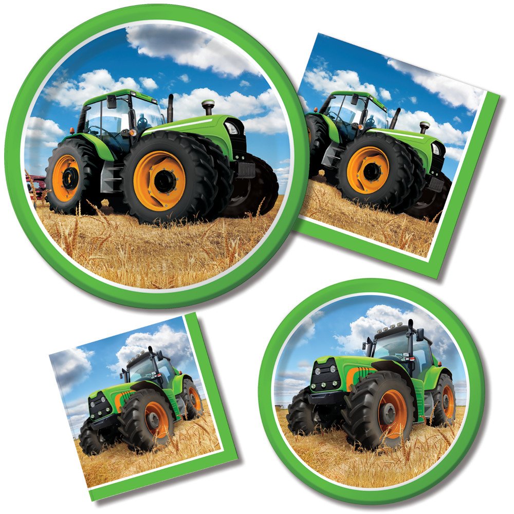 Tractor Time Round Paper Plates (8 Count), 8.75