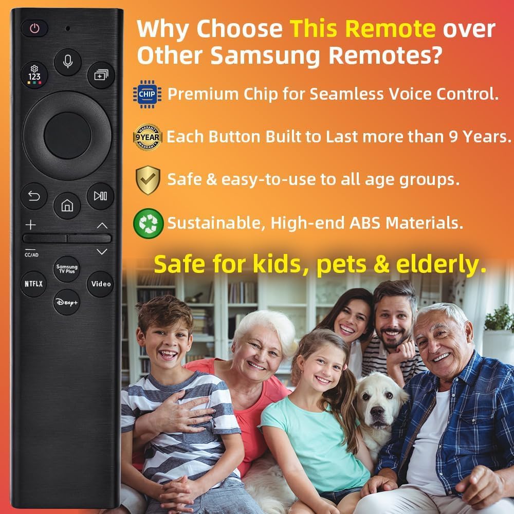 for Samsung TV Remote Replacement, for 2019-2024 Samsung Remote Control for Smart TV with Voice Control. No Solarcell. 2-Year Warranty.