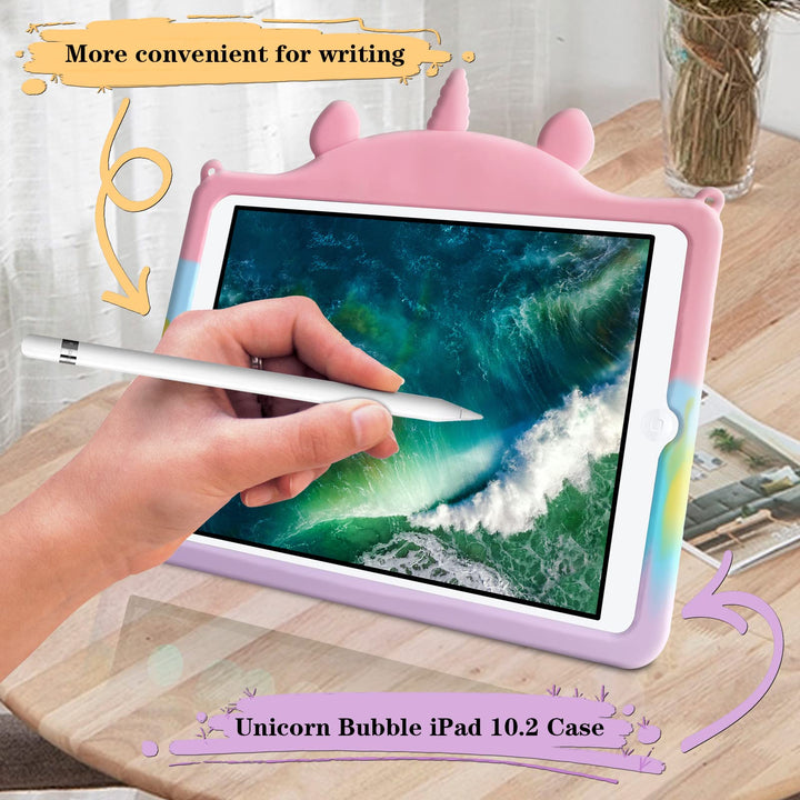 for iPad 10.2 Case for iPad 9th 8th 7th Generation Case with Kickstand Silicone Fidget Bubble Case for Girls Kids Cute Rainbow Pop Protective Holder Tablet Cover for iPad 2021 2020 2019