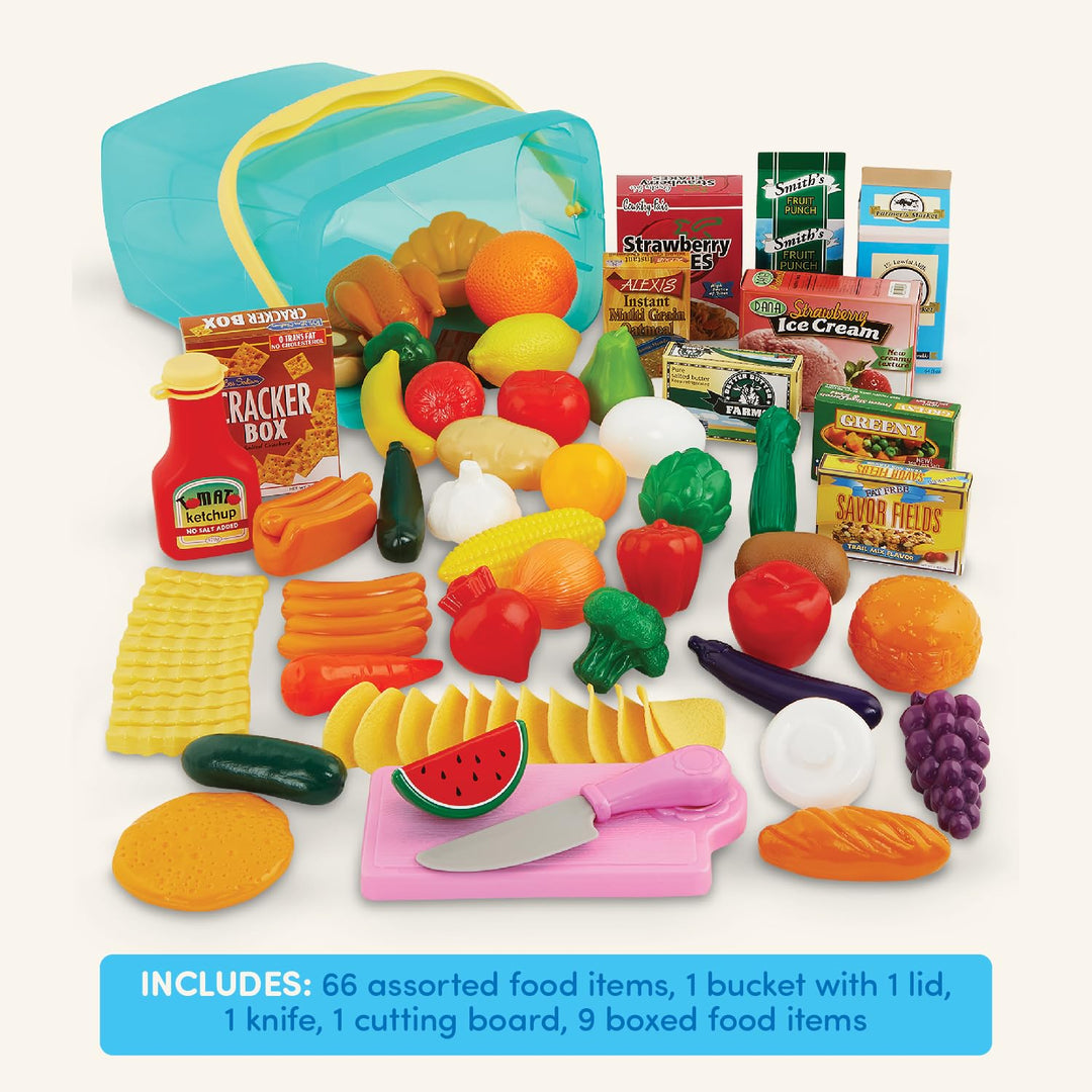 - Play Circle- Play Food – Kitchen Toys – Grocery Store- Pretend Play- Pantry In A Bucket- 3 years + (79 Pcs)