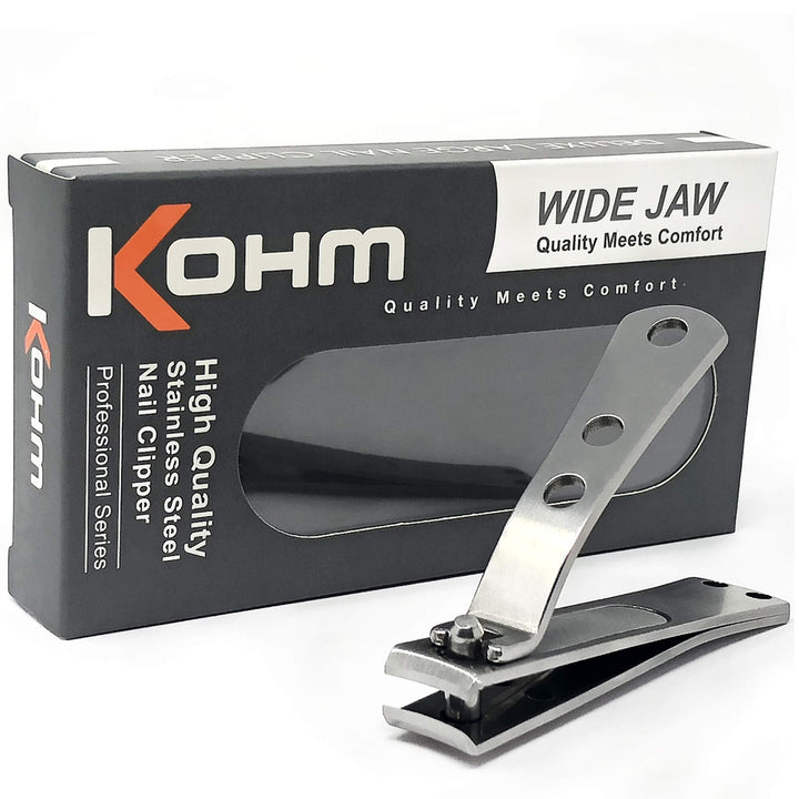 Kohm CP-140L Toenail Clipper for Thick Nails, 4mm Wide Jaw Opening, Curved Blades, Stainless Steel