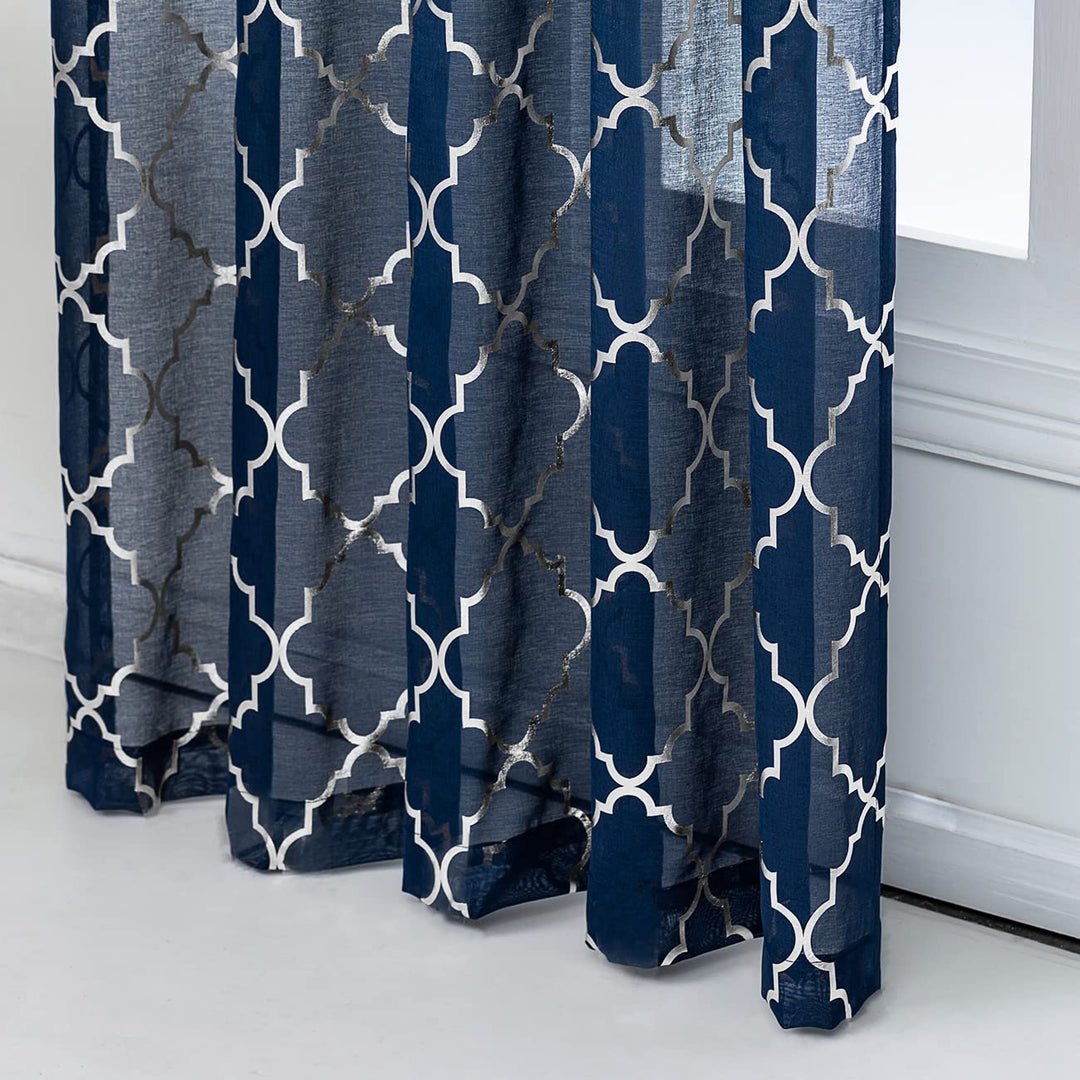Kotile Black and Silver Curtains 84 Inch Length - Metal