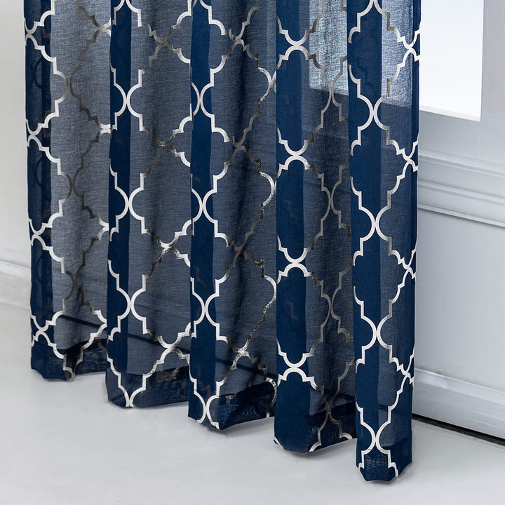 Kotile Black and Silver Curtains 84 Inch Length - Metal