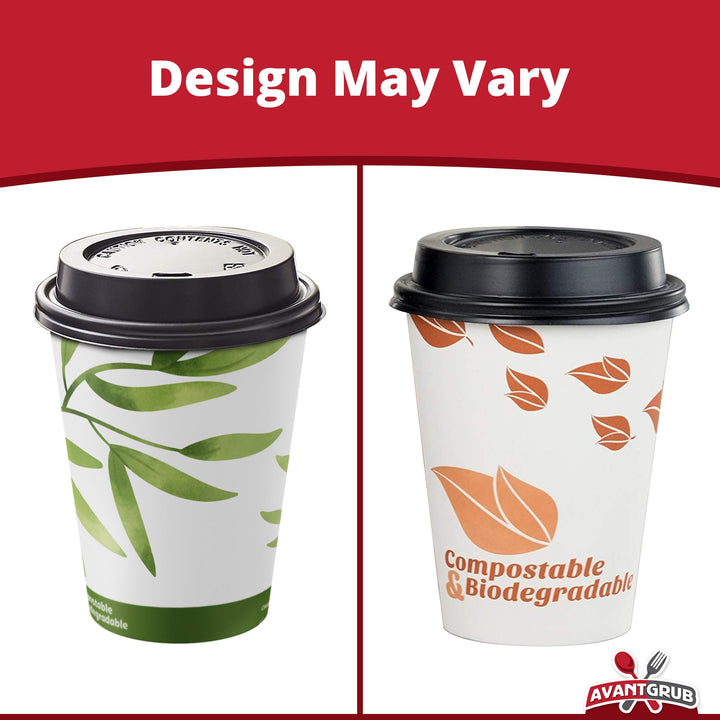 Compostable 12 Oz Paper Coffee Cups, 100 Pack By . Medium Sized, PLA Lined Disposable Hot and Cold Beverage Cup Set for Cafe, Shops, Kiosk, Concession Stand and Office
