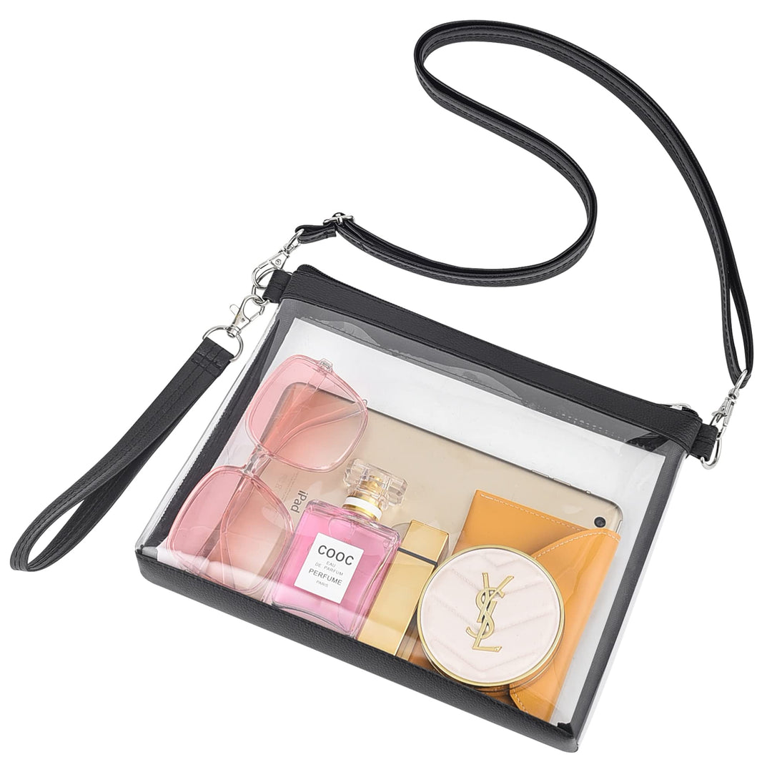 Clear Crossbody Purse Bag Stadium Approved Clear Tote Bag for Work Concert Sports(Grey
