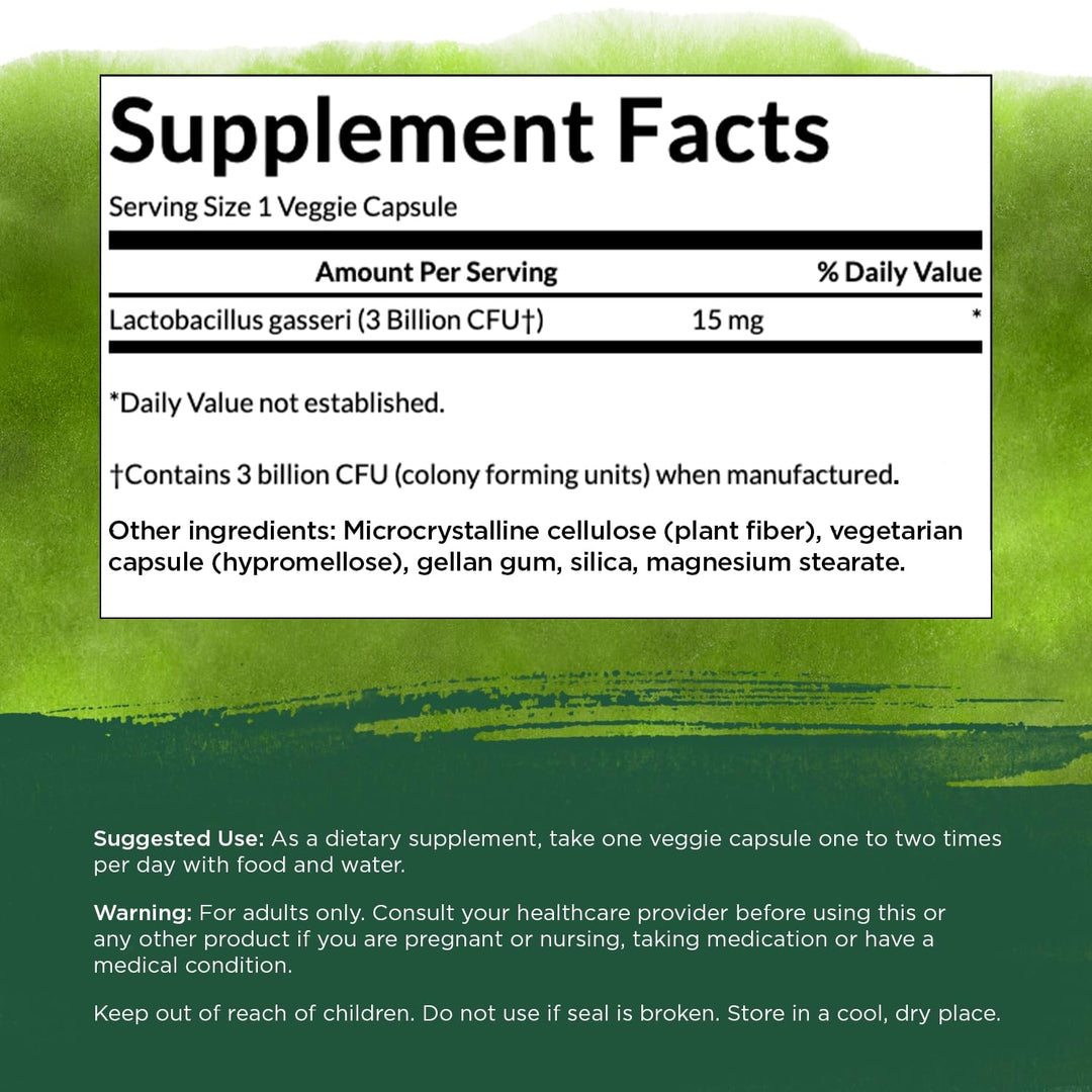 Lactobacillus Gasseri - Probiotic Supplement Supporting Digestive Health with 3 Billion CFU - Design-Release Satiety &amp; Fat Metabolism Support - (60 Veggie Capsules)