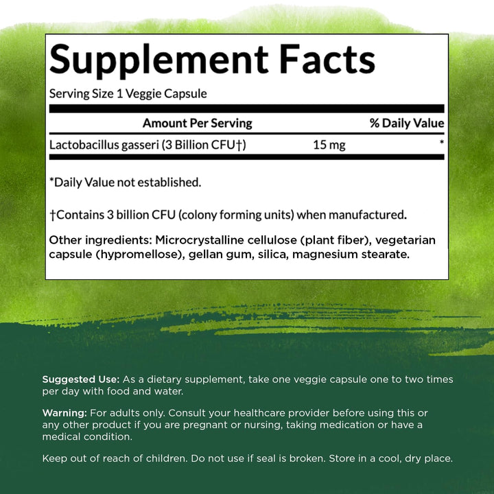 Lactobacillus Gasseri - Probiotic Supplement Supporting Digestive Health with 3 Billion CFU - Design-Release Satiety &amp; Fat Metabolism Support - (60 Veggie Capsules)