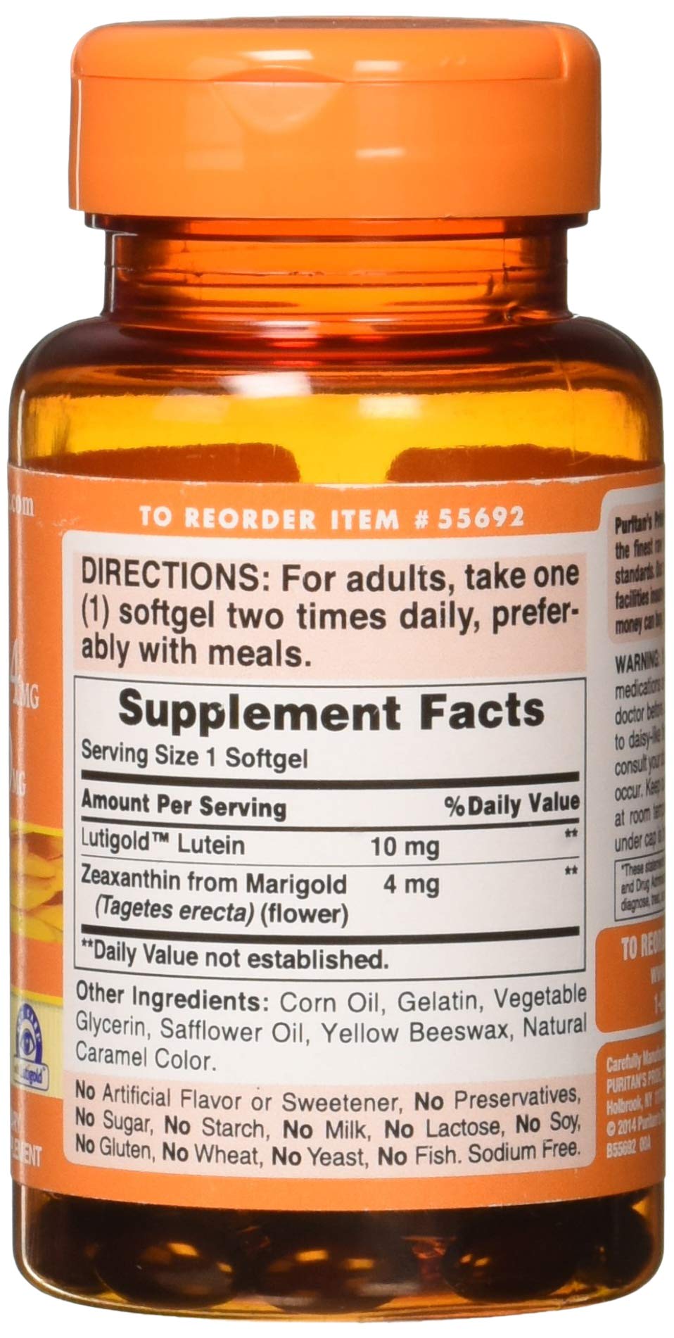 Puritan&#39;s Pride Zeaxanthin 4mg with Lutigold™ L