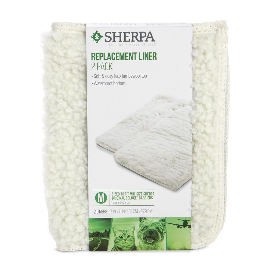 (2 Count) Replacement Liners for Travel Pet Carriers - White, Medium
