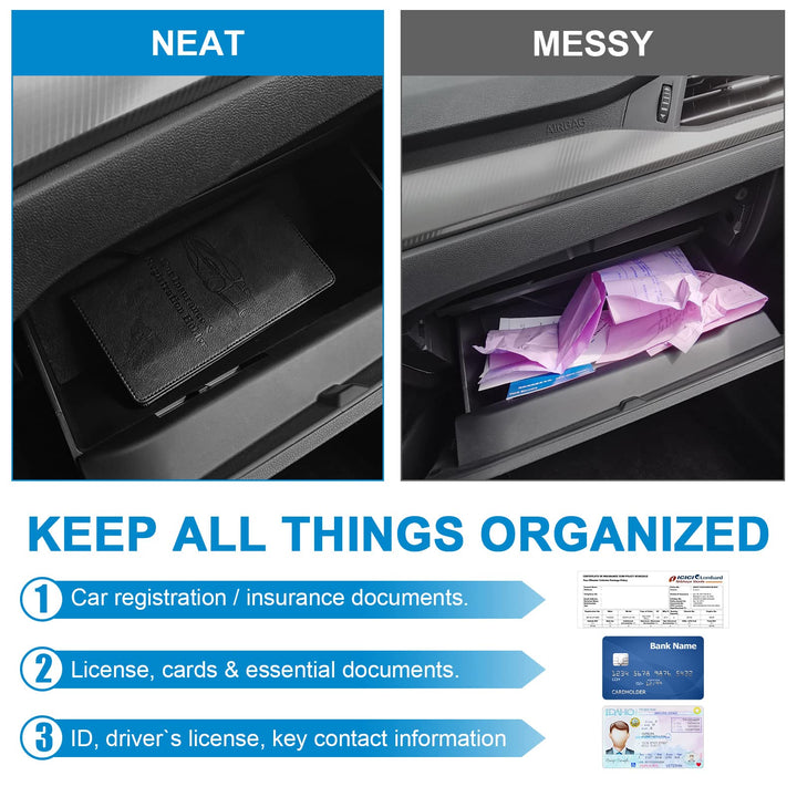 Accmor Car Registration and Insurance Holder, Leather Car Document Card Holder, Vehicle Glove Box Wallet Case Organizer with Magnetic Shut for Driver's License, Key Contact Information (Black)