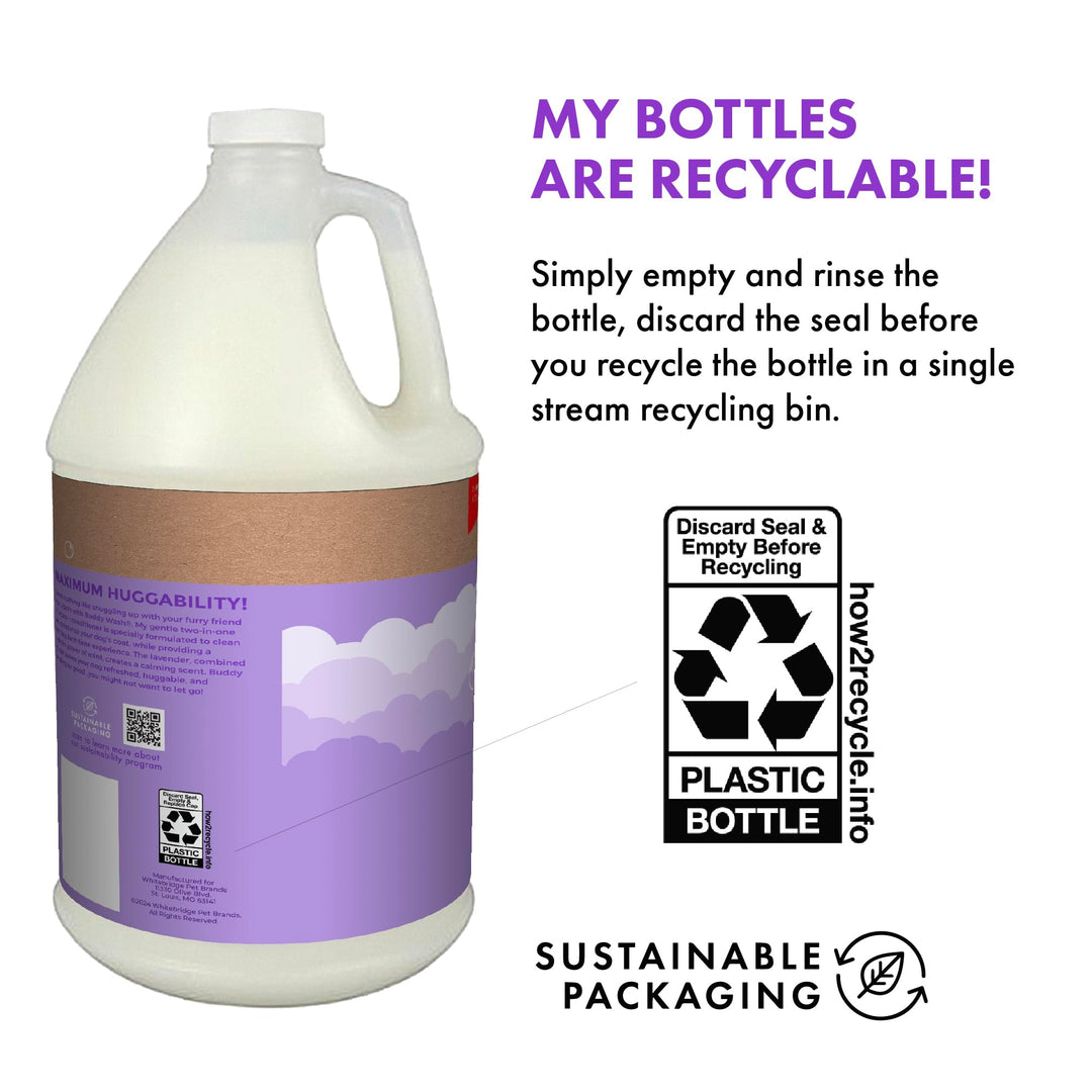 Buddy Wash 2-in-1 Dog Shampoo and Conditioner for Dog Grooming, Lavender &amp; Mint, 1 gal. Bottle