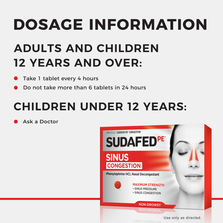 Sudafed PE Sinus Congestion Maximum Strength Non-Drowsy