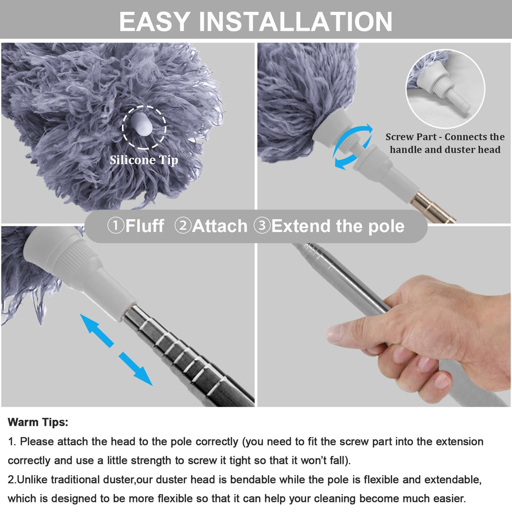 DELUX Microfiber Feather Duster Extendable Cobweb Duste