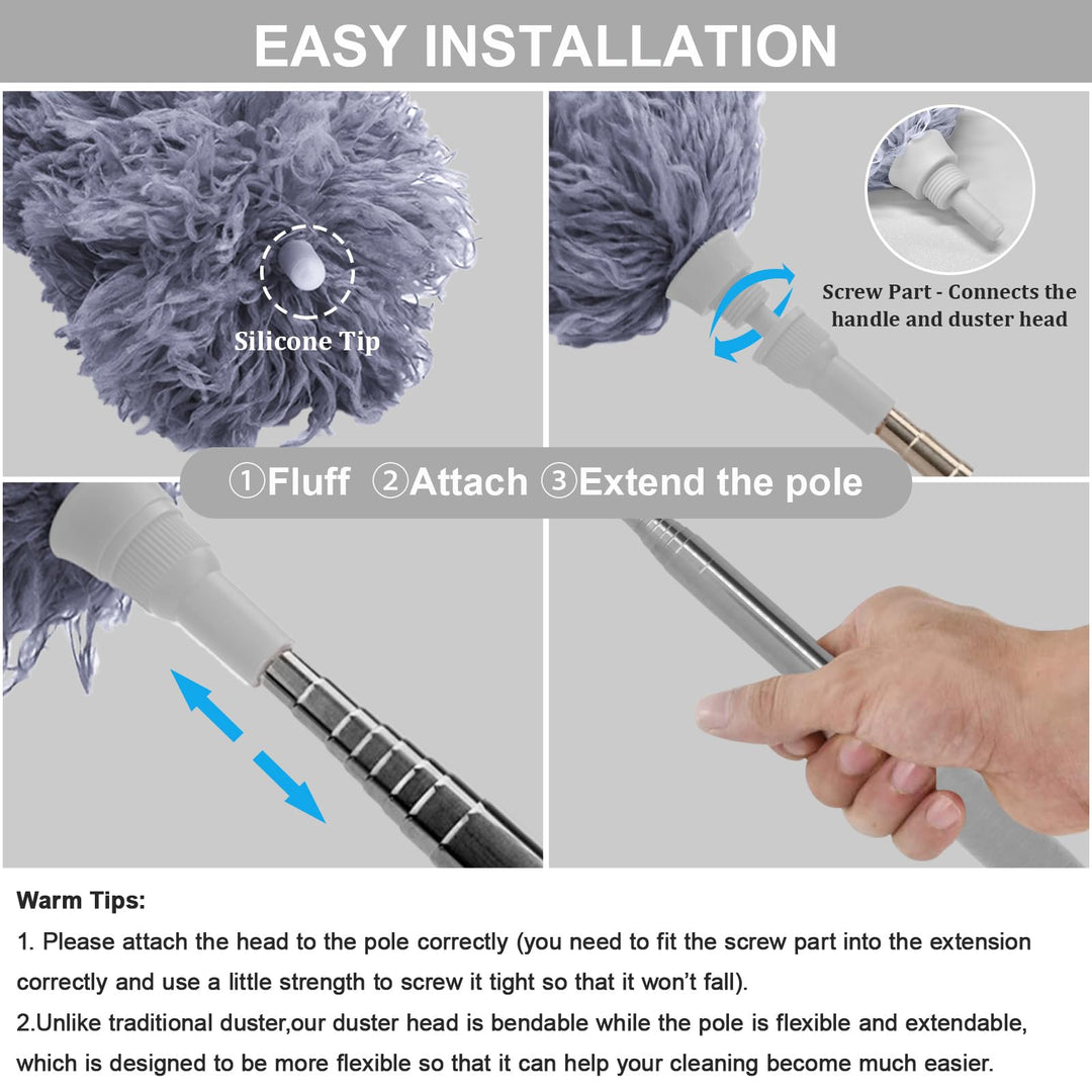 DELUX Microfiber Feather Duster Extendable Cobweb Duste