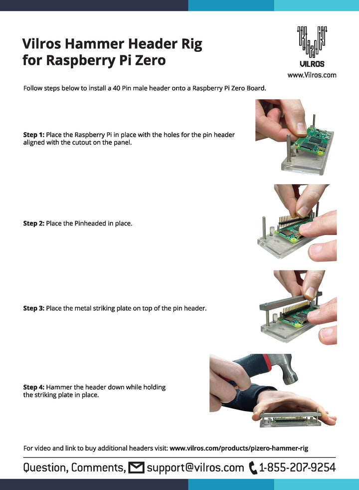 40 Pin Hammer-in Pin Header for Raspberry Pi Zero with Install Rig---Easy Pinheader Installation Solution for a Raspberry Pi Zero----No Soldering Required