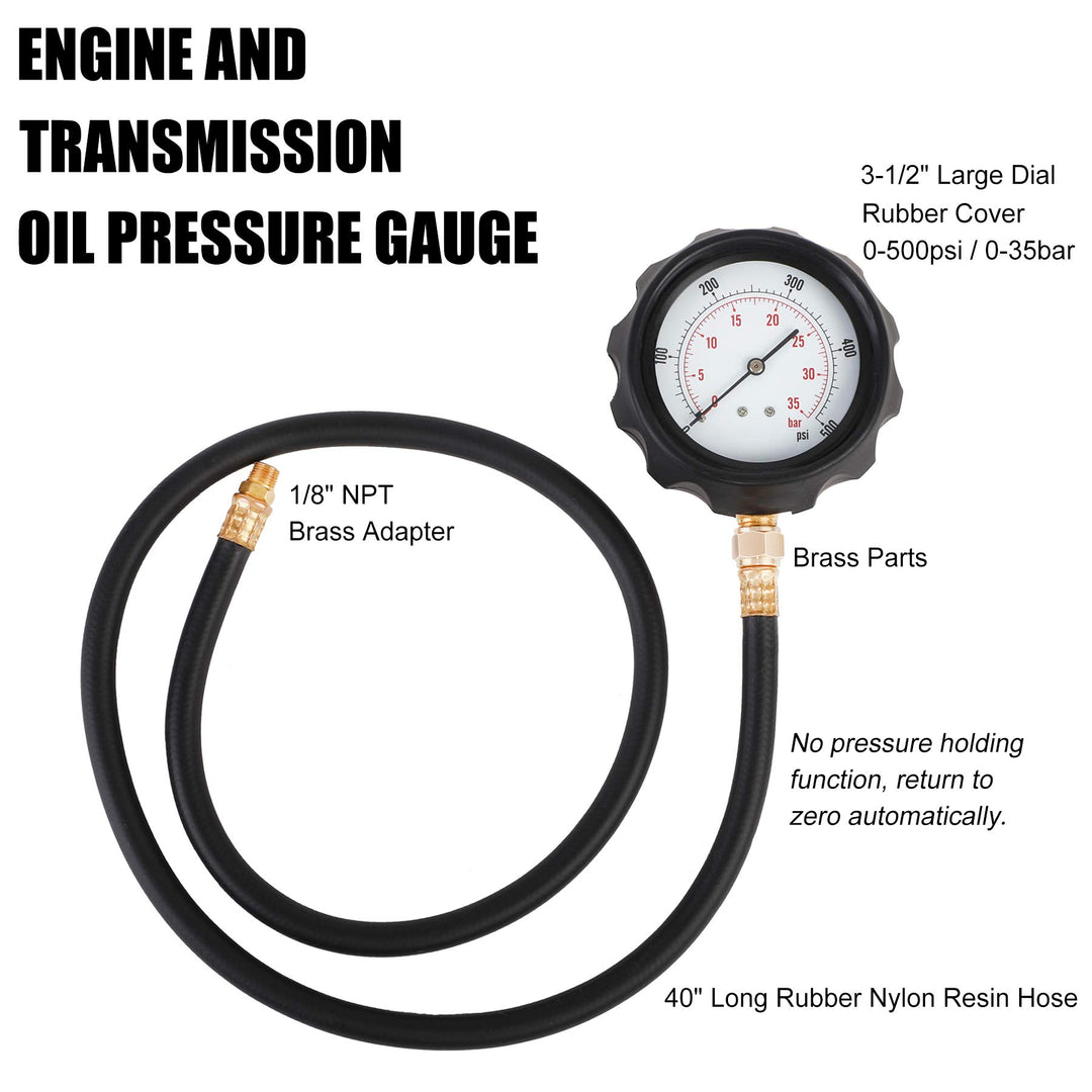JIFETOR Oil Pressure Gauge Tester Kit Engine Transmissi