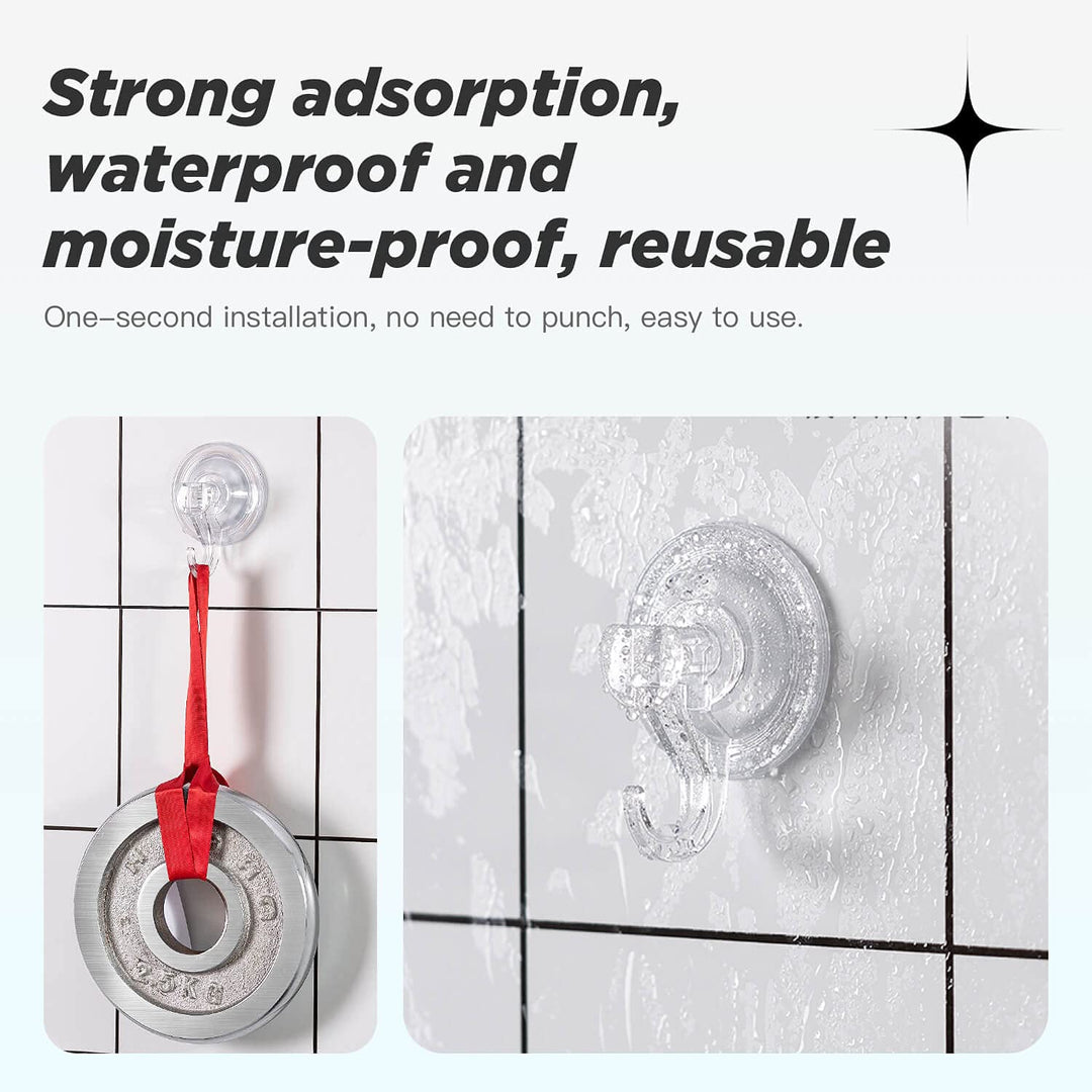 Suction Cup Hooks, Reusable Wreath Hanger, Large Heavy Duty Suction Wall Hooks Kitchen Bathroom Window Shower Hooks for Hanging Towel Robe Loofah and Christmas Decorations (2 Pack)
