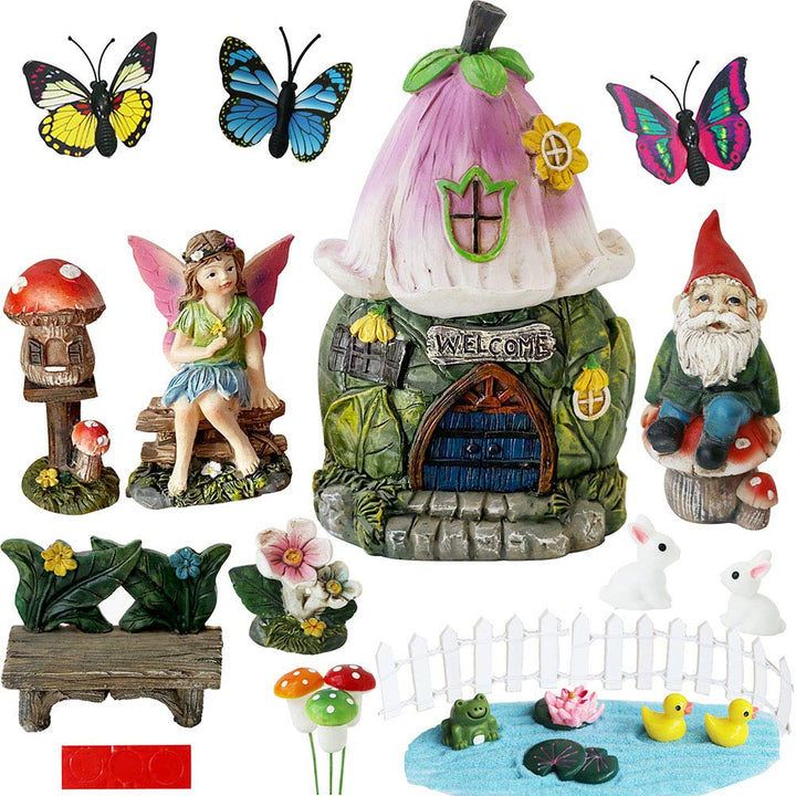 Miniature Fairy Garden Decor-Accessories - Flower Fairies Garden Kit Gnome Figurines Statue Set Indoor Outdoor Garden Decoration Birthday Gardening Gifts for Girl Boy Mother Girlfriend