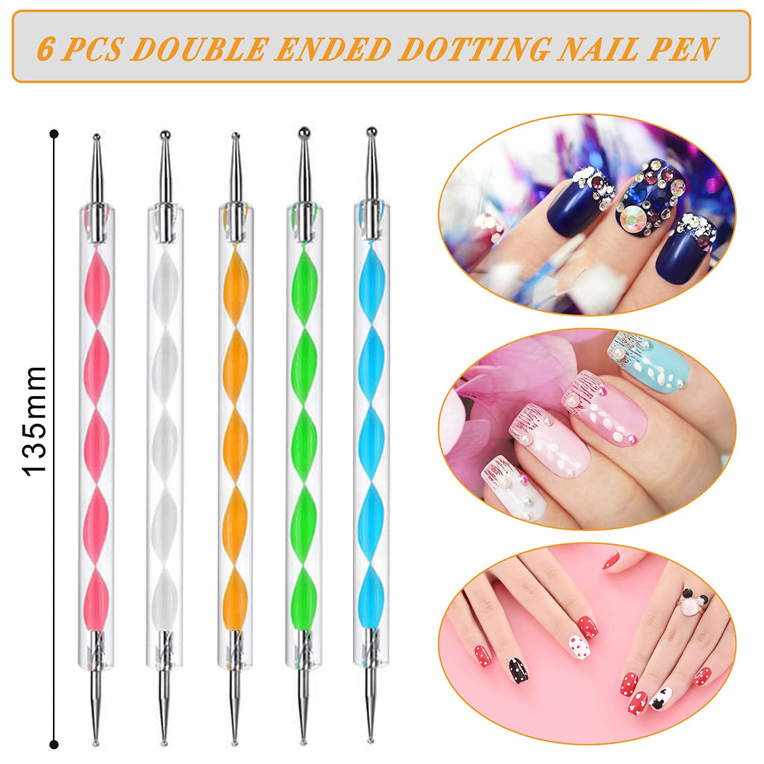 28 Pcs Acrylic Nail Brush Set Including 7 Pcs UV Gel Nail Art Brushes, 6 Pcs 3D Nail ExtensionÃ‚ Brush, 5Pcs Double Ended Dotting Nail Pen ForÃ‚ NailÃ‚ ArtÃ‚ DIY With White Box