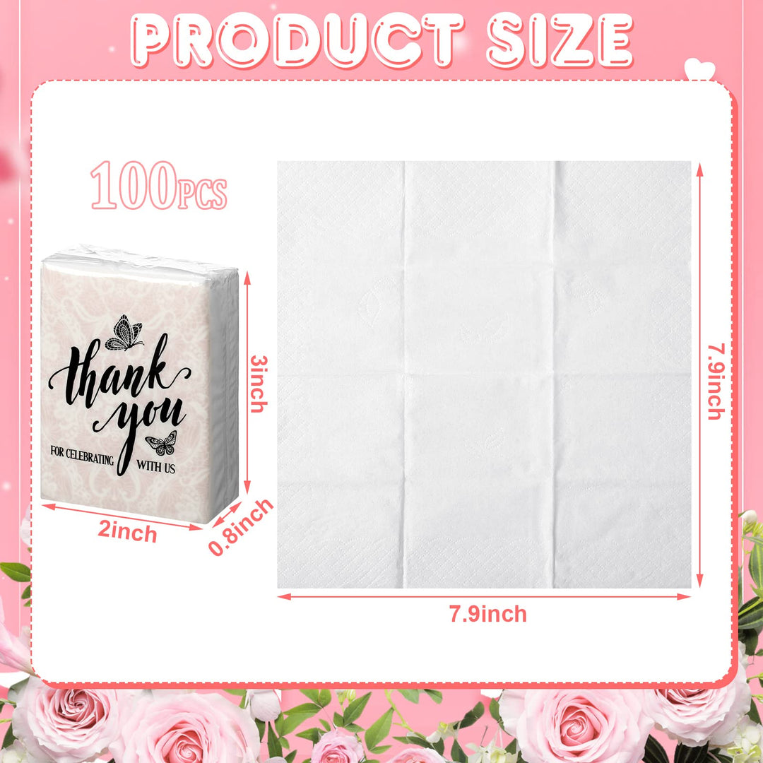 100 Pcs Travel Tissue Packs Small Personal Facial Tissues Eucalyptus Leave Pocket Tissues Cute Individual Facial Tissue Packs for Wedding Party Favors